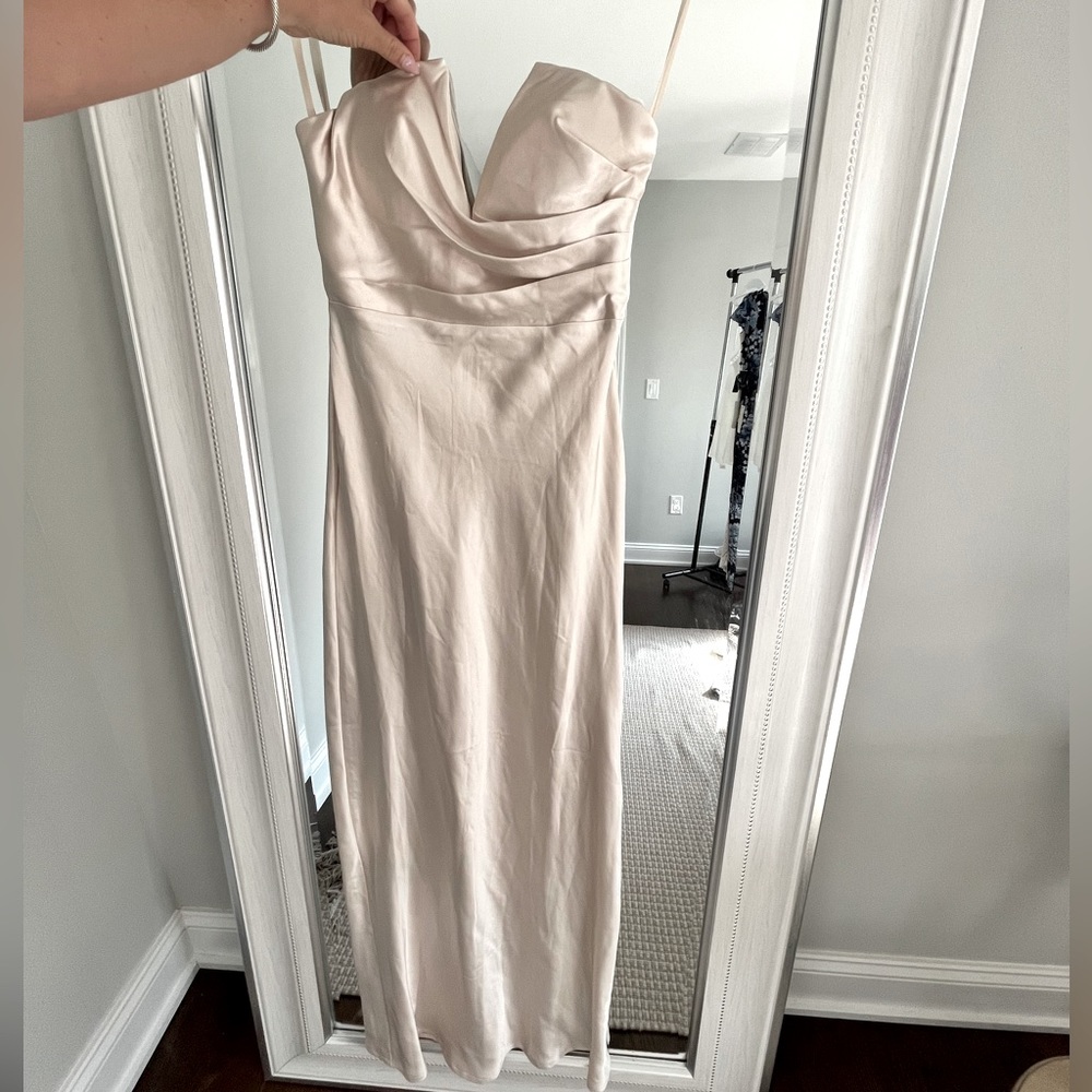 Hello Molly Satin Strapless Midi Dress